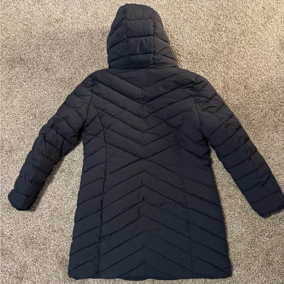 DKNY Women's Black Hooded Puffer Coat - Picture 2 of 4